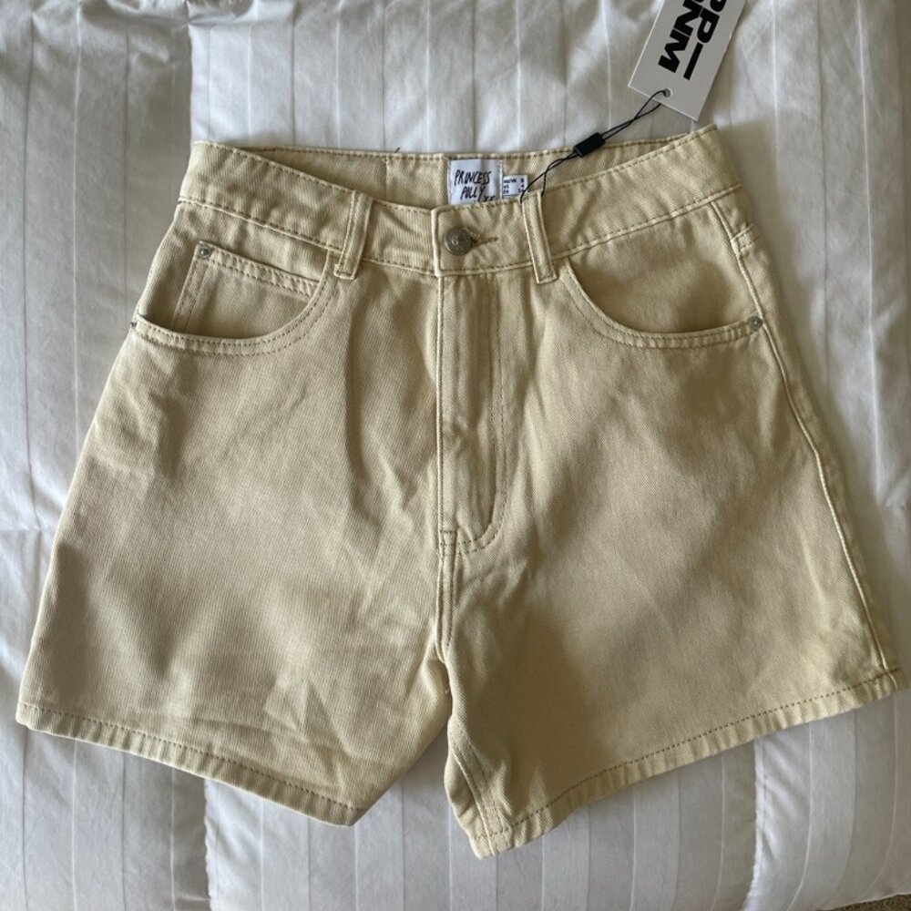 Princess Polly Beige Denim Shorts, Size US 4